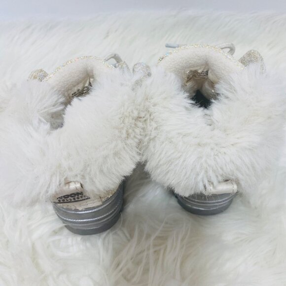 Children’s London Fog  Tadley Snow Boots With Silver Sparkles And White Faux Fur - Picture 7 of 8